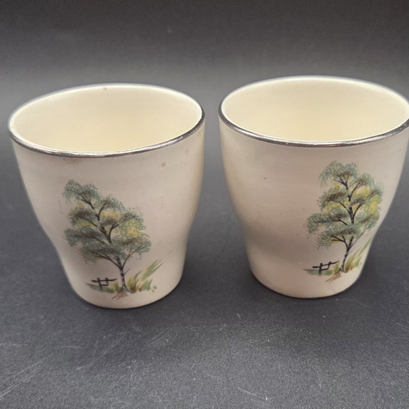 Vintage Egg Cups Low Profile Willow Tree Design - Picture 2 of 10